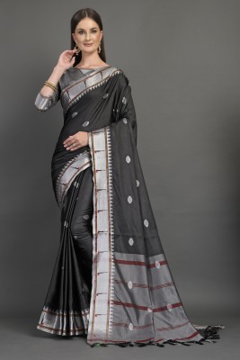 nasit creation Self Design, Woven Bollywood Cotton Silk Saree(Black)