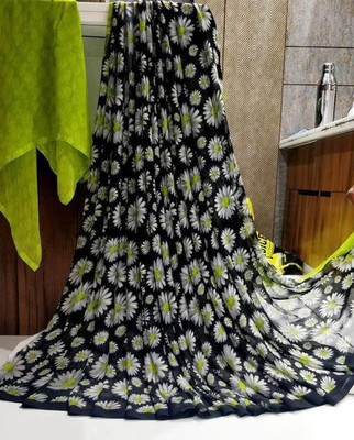 Shirodhari Floral Print Bollywood Georgette Saree(Multicolor)
