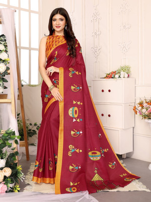 Divastri Printed Bollywood Art Silk Saree(Maroon)