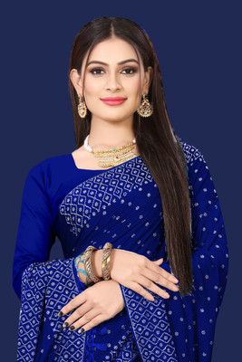 SHIVAYFAB Printed Daily Wear Georgette, Art Silk Saree(Blue)
