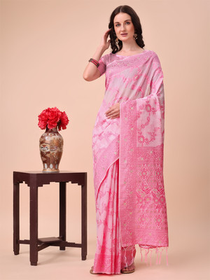 Divastri Woven Banarasi Cotton Silk Saree(Pink)