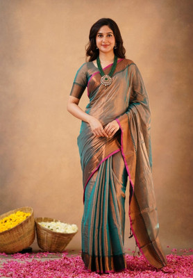 sourav biswas Woven Handloom Tissue Saree(Multicolor)