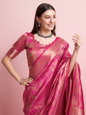 Divastri Dyed Banarasi Pure Silk Saree(Pink)