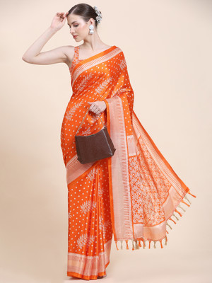 rujae Embellished Daily Wear Georgette Saree(Orange)