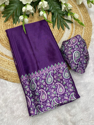 TRUORIGIN Printed Bollywood Silk Blend Saree(Magenta)