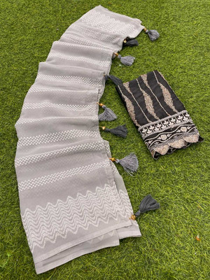 NEW SARES Self Design Daily Wear Georgette Saree(Grey)