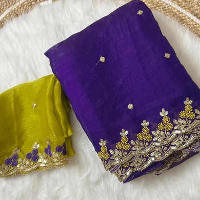 Tradivibe Dyed Bollywood Chiffon Saree(Purple)