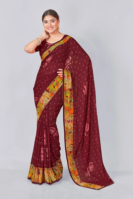 Nandita designer Printed Bandhani Chiffon Saree(Maroon)