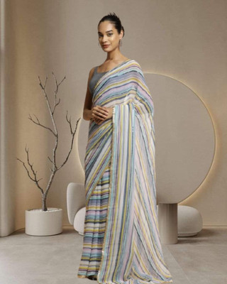 JAYAMENTERPRISE Striped Bollywood Georgette Saree(Multicolor)