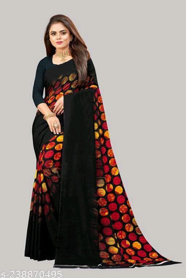 SHUBHSWAR Printed Daily Wear Georgette Saree(Black)