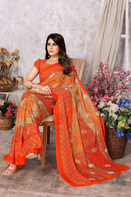 YASHIKA Printed Bollywood Georgette Saree(Orange)