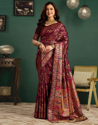 Sangria Woven Banarasi Pure Silk Saree(Maroon)