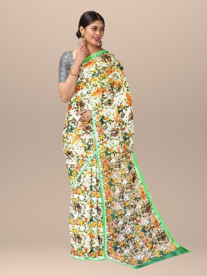 Sarika Digital Print Handloom Cotton Blend Saree(Multicolor)