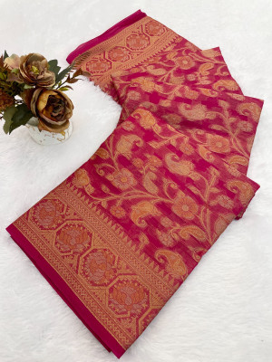 KV Fashion Digital Print Daily Wear Organza Saree(Pink)