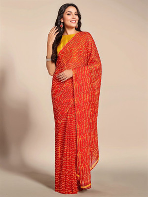 sagarika Printed Daily Wear Georgette Saree(Red)