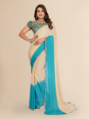 Moda Rapido Floral Print Daily Wear Georgette Saree(Blue)