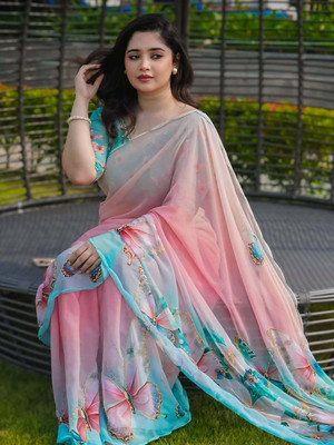 Digi vastra Digital Print Bollywood Georgette Saree(Multicolor)