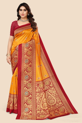 Kanooda Prints Printed Mysore Art Silk Saree(Multicolor)