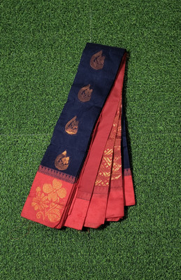 UNik Stories Woven Bollywood Silk Blend Saree(Dark Blue)