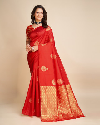 Divastri Woven Banarasi Silk Blend Saree(Red)
