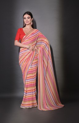 GRANTHI ENTERPRISE Self Design, Embellished, Embroidered, Woven, Printed, Striped, Dyed Leheria Georgette Saree(Red)