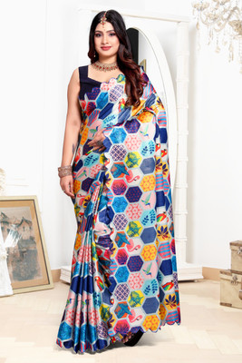 NESHVI ENTERPRISE Embroidered Bollywood Satin Saree(Multicolor)