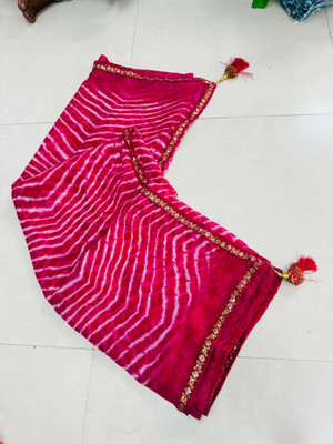 charmie designer Printed Bandhani Georgette Saree(Multicolor)