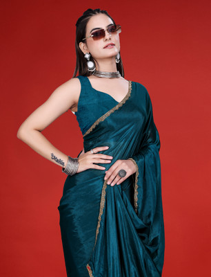VISHNU Woven Bollywood Chiffon, Jimmy choo Saree(Blue)