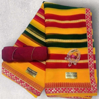 AGV Printed Bollywood Georgette Saree(Pack of 2, Yellow)