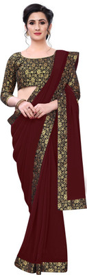Queen worth Solid/Plain Bollywood Georgette Saree(Maroon)