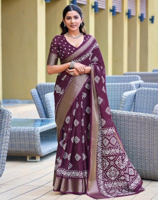 SIRIL Printed, Woven Narayanpet Cotton Blend, Cotton Silk Saree(Purple)