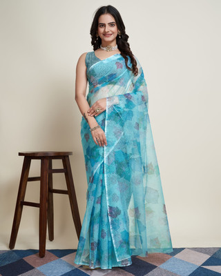 RISILA Printed Bollywood Net Saree(Multicolor)