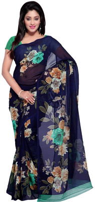 Moda Rapido Printed Daily Wear Georgette Saree(Blue)