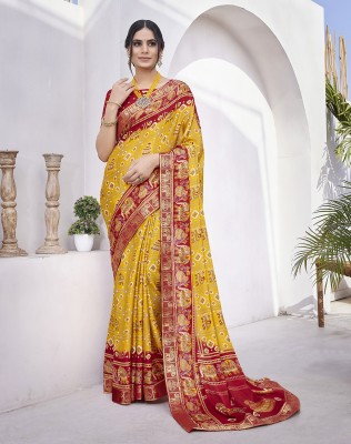 YASHIKA Printed Bollywood Tussar Silk Saree(Yellow)