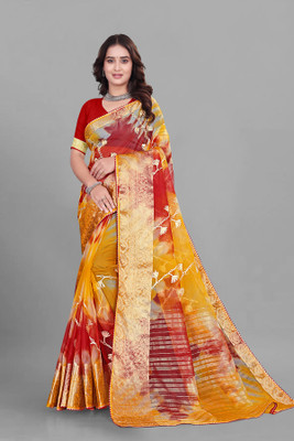 Aarunika SBT Printed Bollywood Organza Saree(Red)