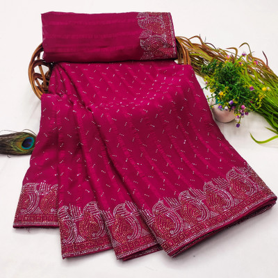 kiyafab Self Design, Embellished Kanjivaram Georgette Saree(Pink)