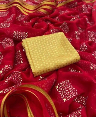 JiproStore Self Design Bollywood Chiffon Saree(Red)