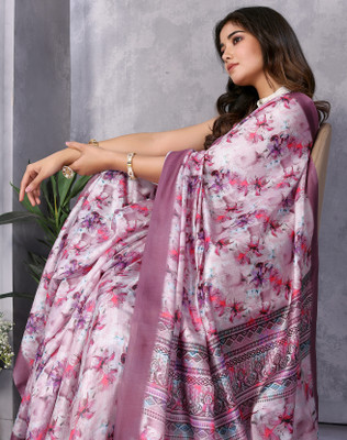 YASHIKA Printed, Floral Print Bollywood Art Silk Saree(Purple)