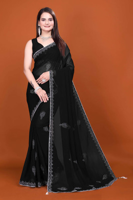 SHELDROM MART Embellished Bollywood Georgette Saree(Black)