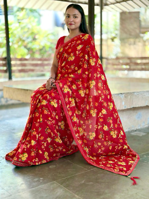 SIFAH FASHION Printed Daily Wear Georgette Saree(Multicolor)