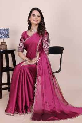 K 5 FASHION Embroidered Bollywood Georgette Saree(Pink)