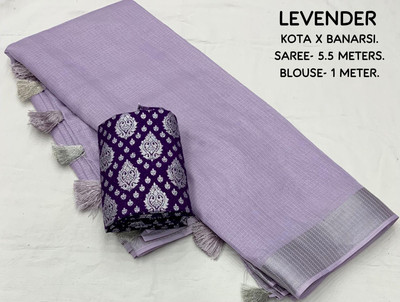 Dhanlaxmi CreationLLP Self Design, Solid/Plain Kota Doria Jute Silk Saree(Purple)