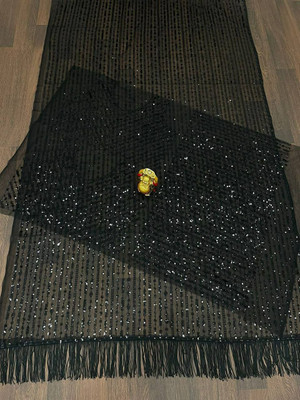 AKManasvi Self Design Daily Wear Net Saree(Black)