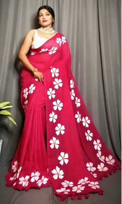 MANVY CLITHING Polka Print, Printed Bollywood Linen Saree(Light Green)