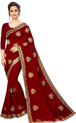 K.C Embroidered Bollywood Georgette Saree(Maroon)