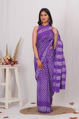 Craftmusium Printed, Color Block, Blocked Printed, Floral Print, Dyed Daily Wear Pure Cotton Saree(Green)