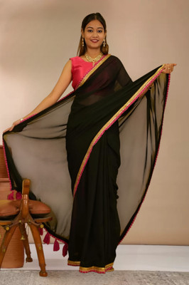 Labheshwari Embellished, Embroidered Daily Wear Georgette Saree(Black)