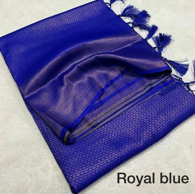 FAB WOVEN Woven Banarasi Pure Silk Saree(Blue)