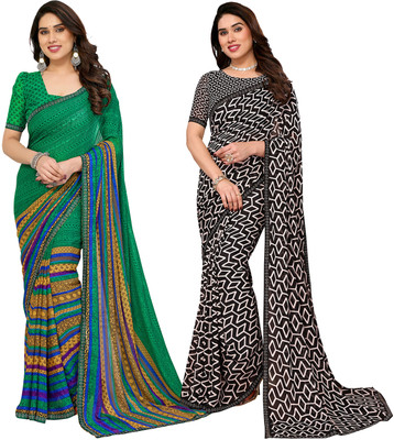Anmi Embellished, Printed, Self Design Bollywood Georgette Saree(Pack of 2, Multicolor)