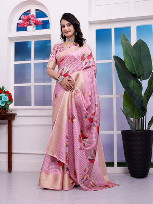 Divastri Embellished Banarasi Dupion Silk Saree(Pink)